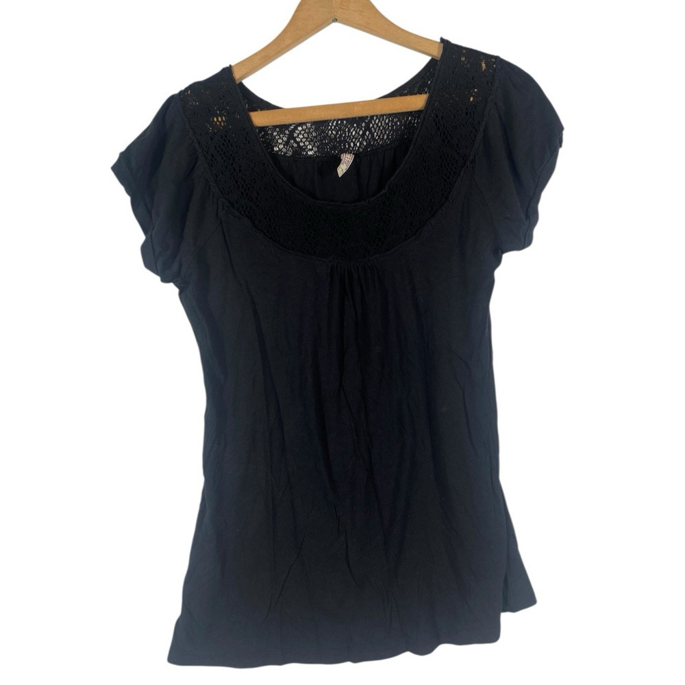 Old Navy Top Shirt Medium Womens Vintage Y2K Black Knit Whimsigoth Dark Romantic